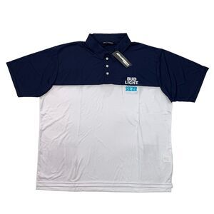 Blue Light Seltzer Polo Shirt Men 2XL Navy White Colorblock Boardroom Ecoapparel